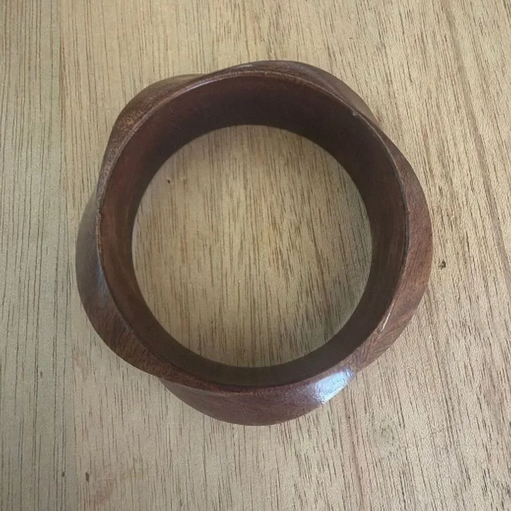 Stunning wood carved bangle bracelet